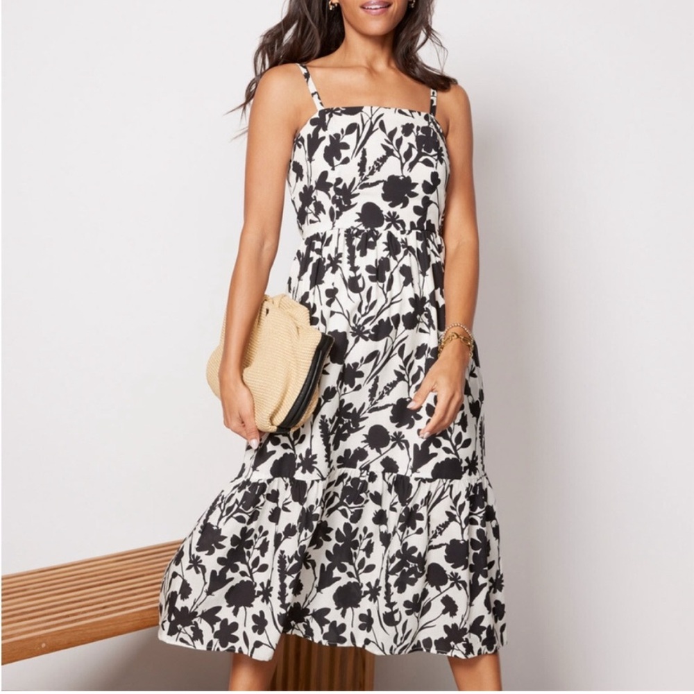 NWT Evereve Remi Floral Black and White Women's Dress